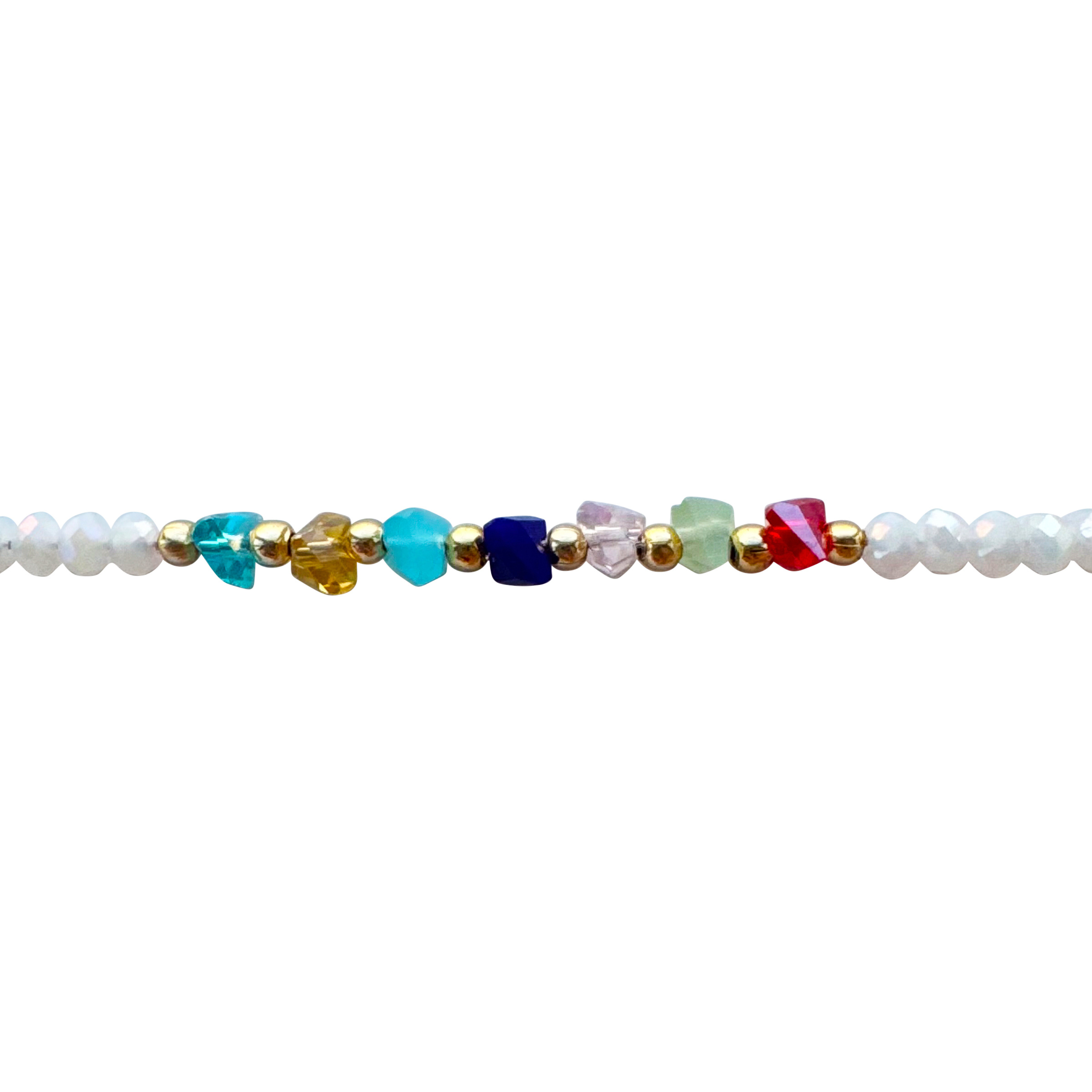 Women's Clear Beaded Bracelet with Colorful Triangle Accents